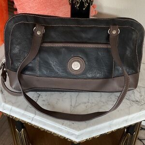 Chic Black and Brown Leather Shoulder Bag